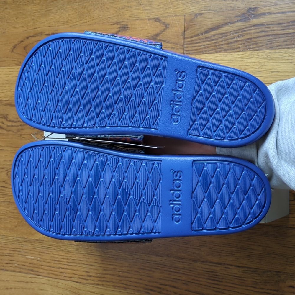 NIB FARM Rio Slide Sandals Adidas Collab Vibrant Blue Floral Women's Size 8 - Picture 10 of 16
